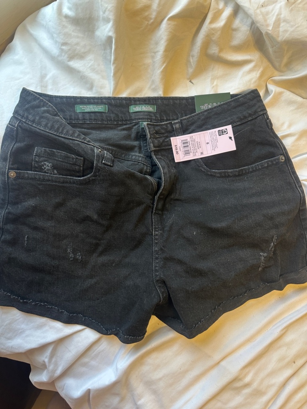 wild fable Black High-Rise Distressed Denim Shorts